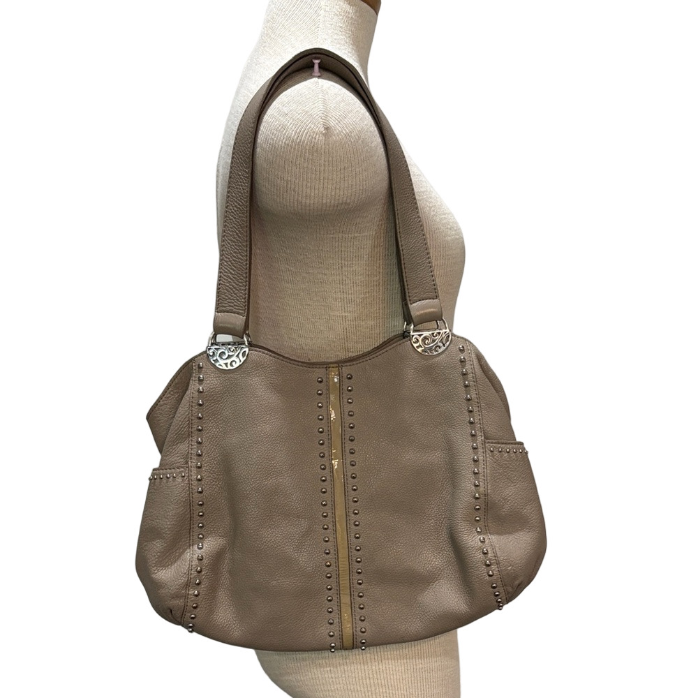 Brighton taupe/grey leather purse with silver studs